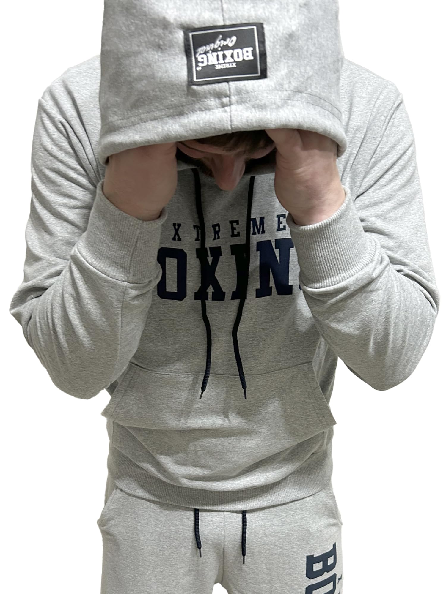 Felpa in Cotone Leggero con Cappuccio, Tasca Frontale a Marsupio, Felpa della Tuta Uomo in Cotone, Sportiva, Casa, Palestra, Jogging, Tempo Libero