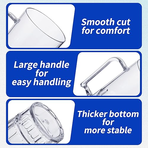 Miniatura 3 de Mifoci Juego de 12 tazas de cerveza de plástico con asas, vasos de plástico transparente de 26 onzas, vasos de plástico transparente a granel