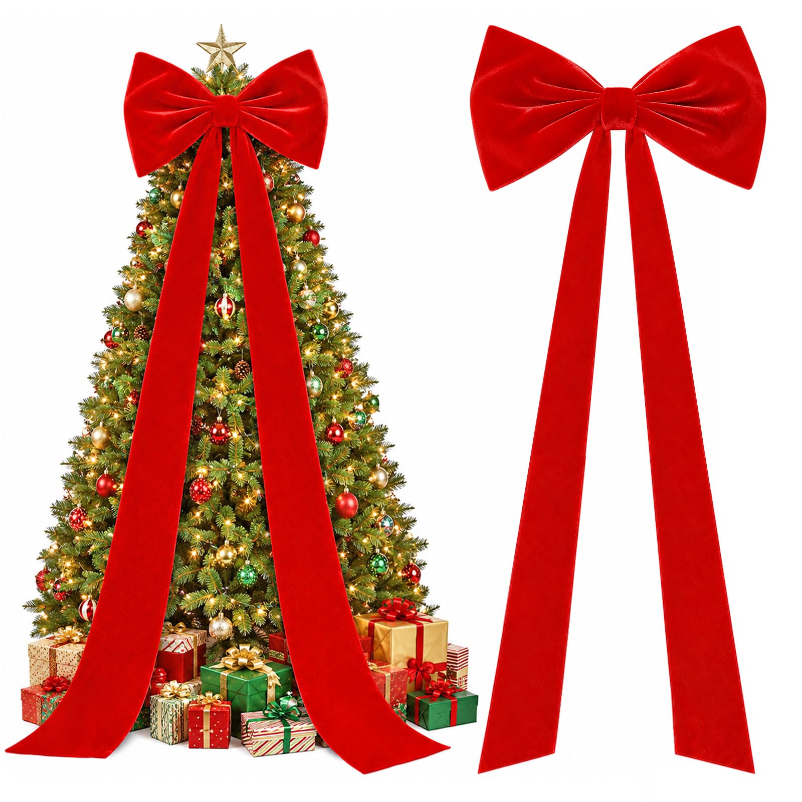クリスマス　リボン　まとめ売り　24 Amazon.co.jp: 特大クリスマスツリートッパーリボン 118x28インチ 巨大