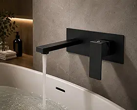 Torneira Monocomando de Parede para Banheiro Lavabo Banheira Acabamento Preto Fosco YS-YG-2