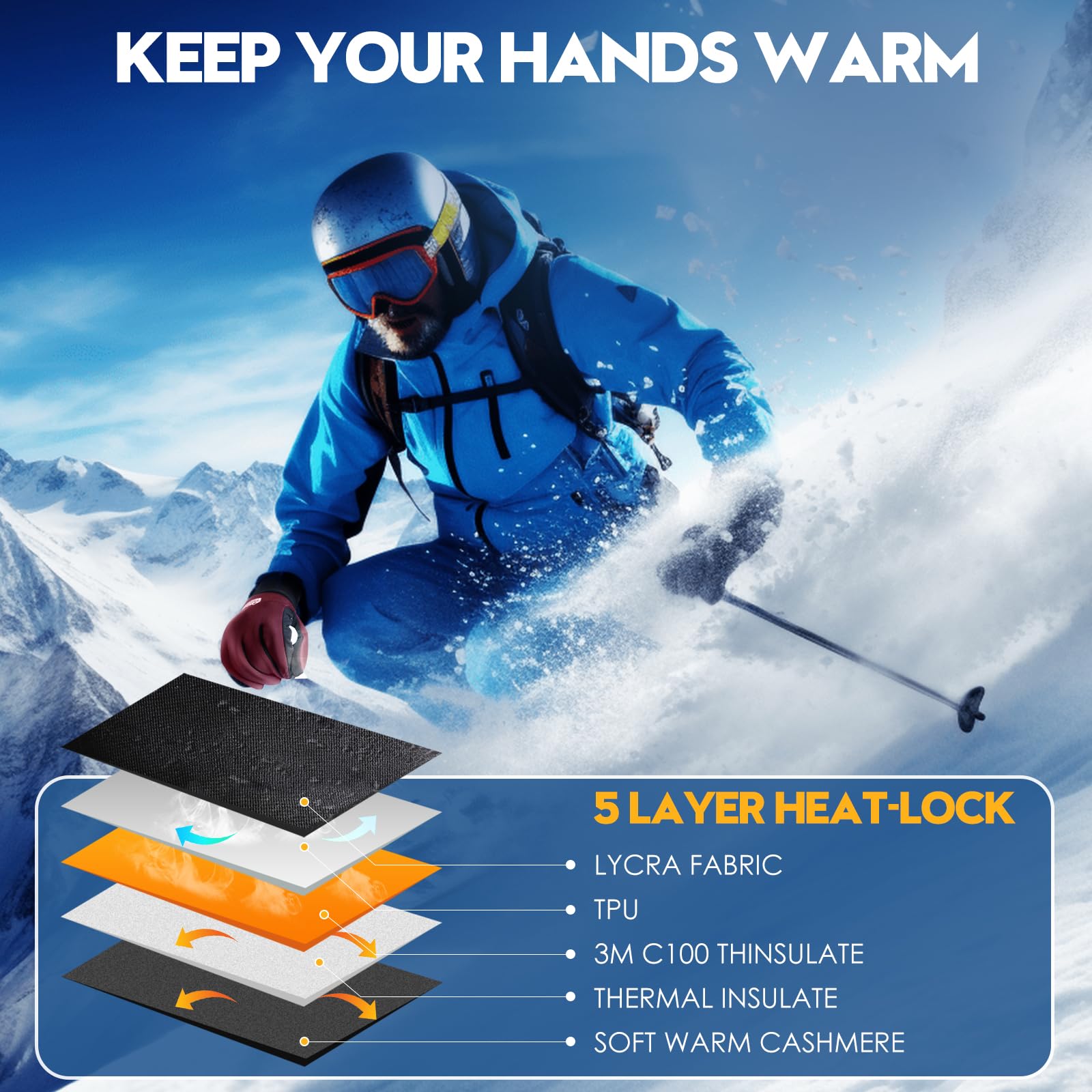 Bruvoalon Guantes de invierno para mujeres y hombres, aislamiento térmico 3M, tela de licra, resistentes al viento, pantalla táctil, antideslizantes, clima frío
