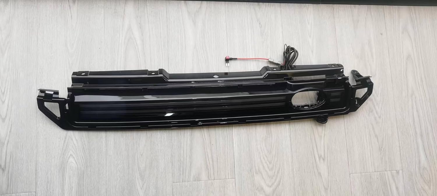 Fits for 2020 2021 2022 2023 2024 Land Rover Defender 90 110 130 Front Grille with LED Light, black(black lampshade), 337-21