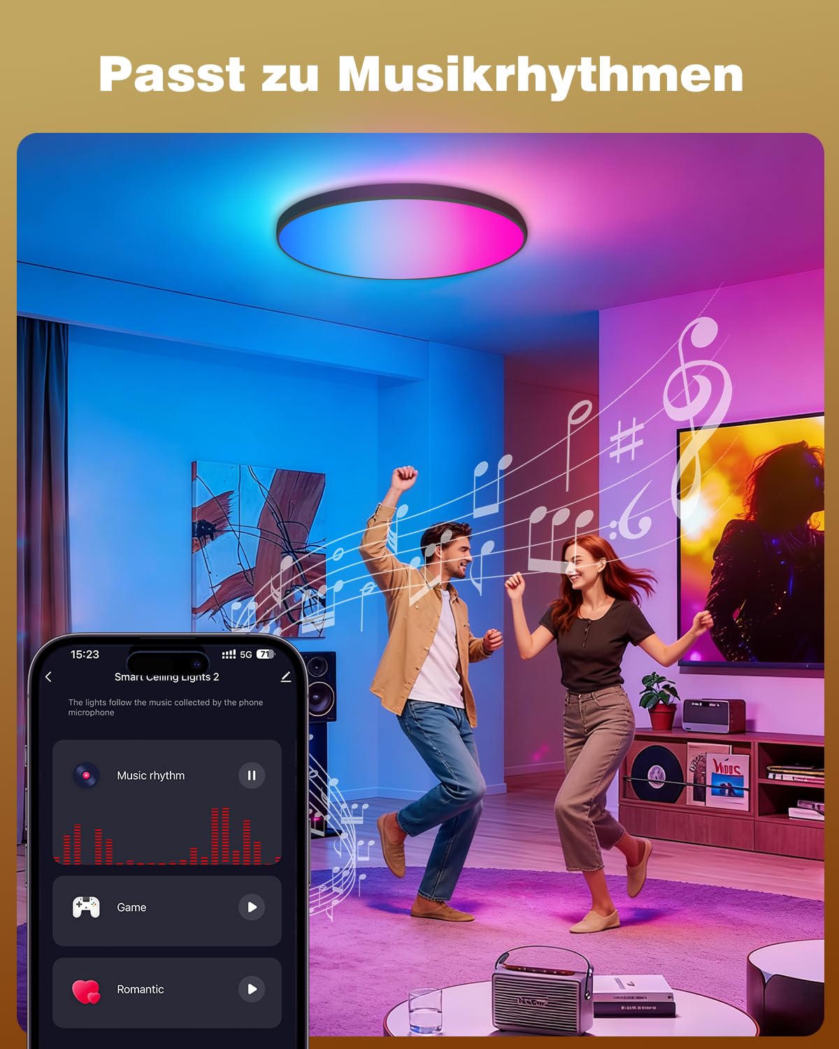 Oraymin Lampada da soffitto a LED da 24 W, con telecomando, 2700 K-6500 K, con controllo app, 16 milioni di colori fai da te, lampada a LED per soggiorno, cameretta dei bambini, diametro 30 cm
