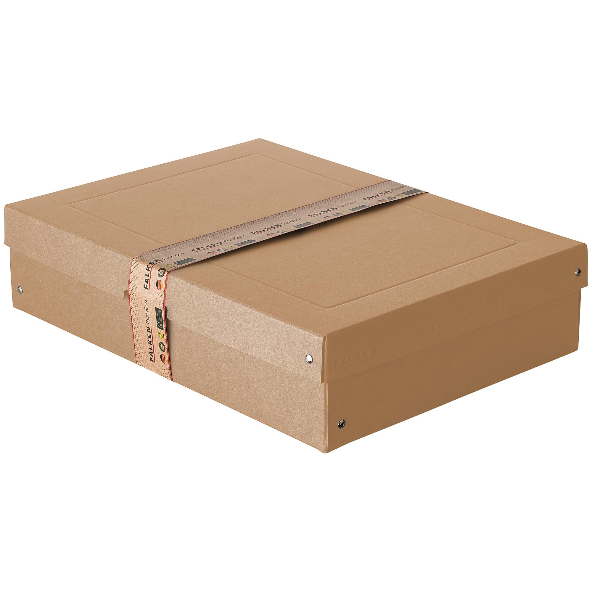 Oryginalne Falken PureBox Nature. Made in Germany. 100 mm wysokości DIN A3. Pudełko do przechowywania z pokrywką ze stabilnego kartonu wegańskie pudełko na prezent, pudełko transportowe pudełko