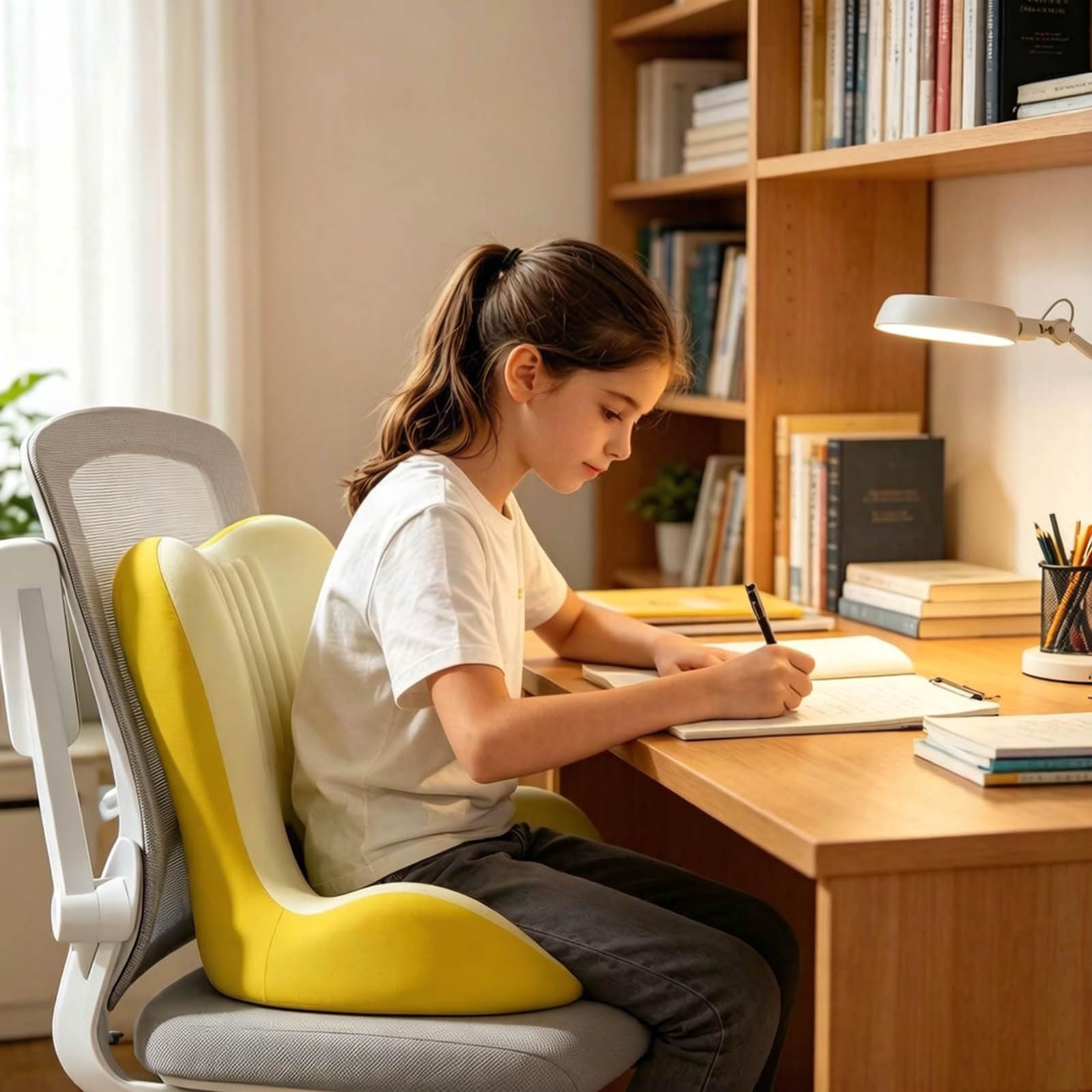 Cuscino di supporto lombare in memory foam, ergonomico a forma di L, con base antiscivolo, traspirante, per auto, ufficio, casa, comfort 2 in 1 per schienale e sedile