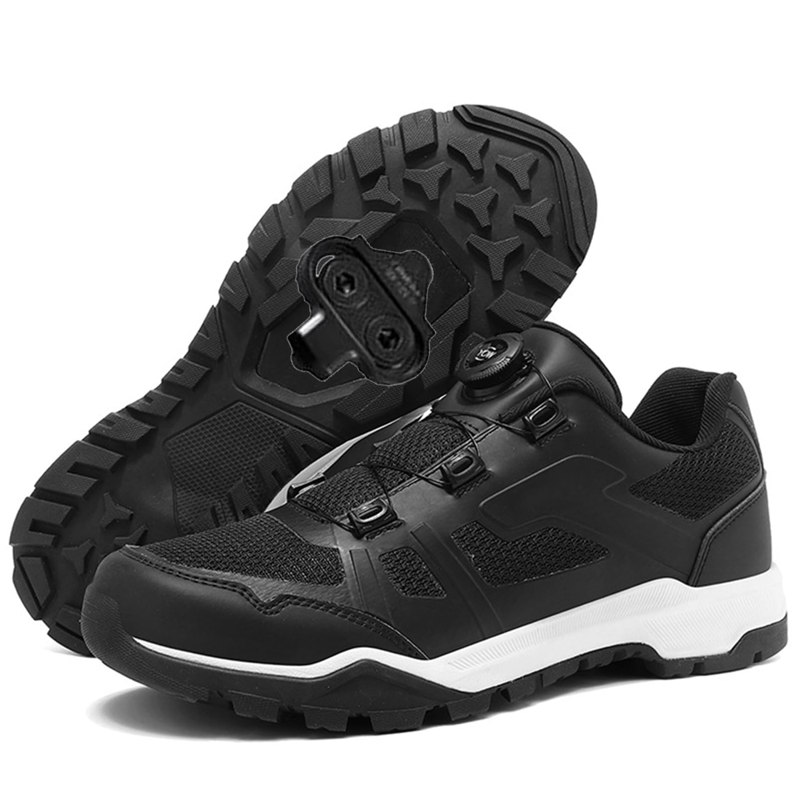 Zapatos Bicicleta de Montaña Hombre Mujer, Zapatilla de Ciclismo MTB Compatible con SPD Pedales 2 Tornillos con Calas Adulto Respirables