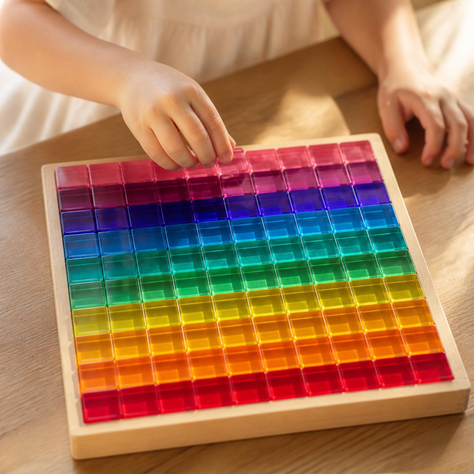 100 Pezzi Blocchi Acrilici Traslucidi Traslucido Blocchi Geometrici Qurati Tattile Mattoncini Geometrici Impilabili, Aula Scolastica, Stile B