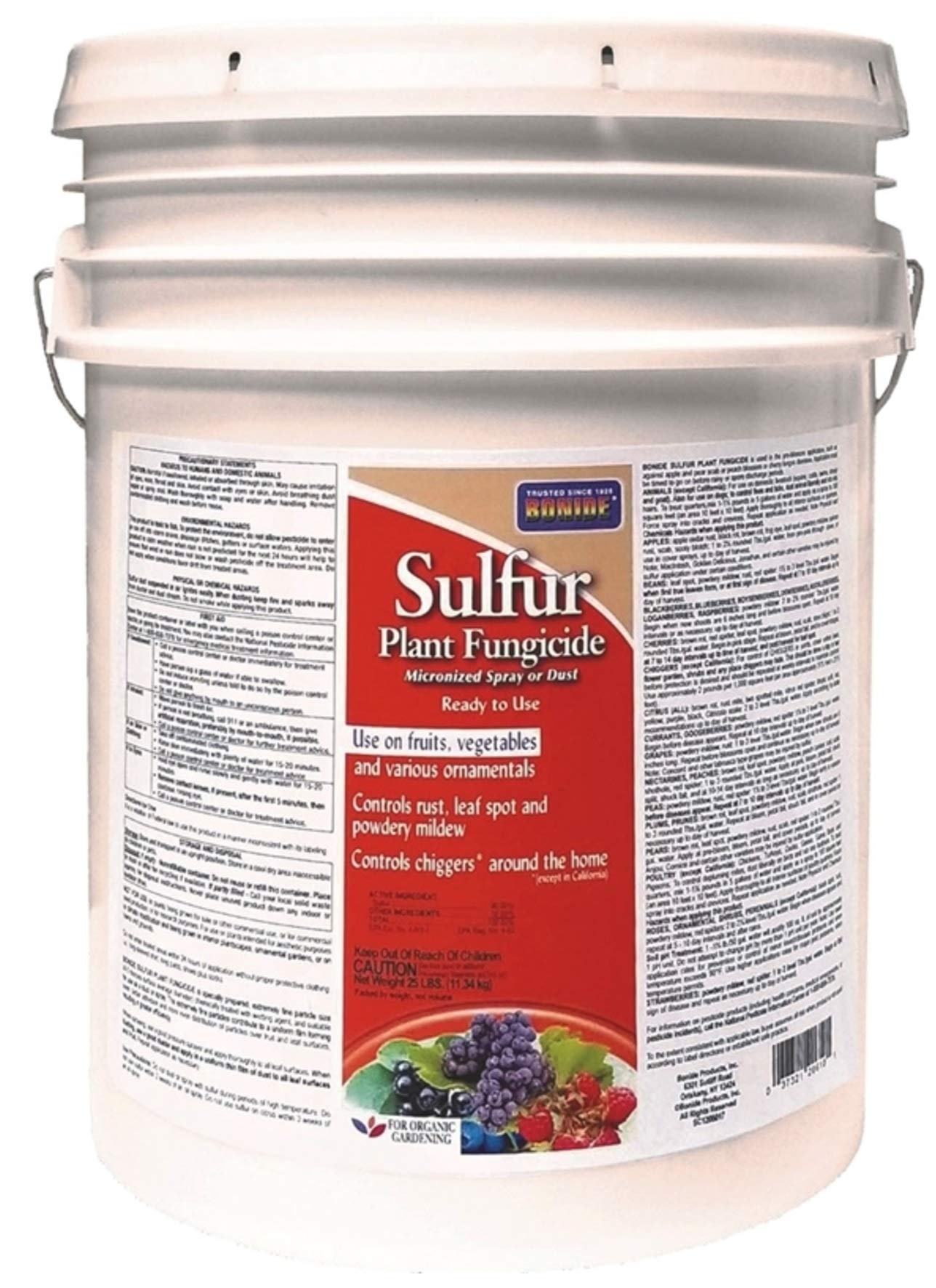 Bonide 20610 Dust Sulfur Bucket, 25 Lbs