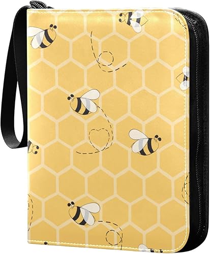 Yellow Bees Honey - Carpeta para tarjetas coleccionables de 4 bolsillos con 50 fundas extraíbles, carpeta de álbumes de tarjetas de 3 anillas, con