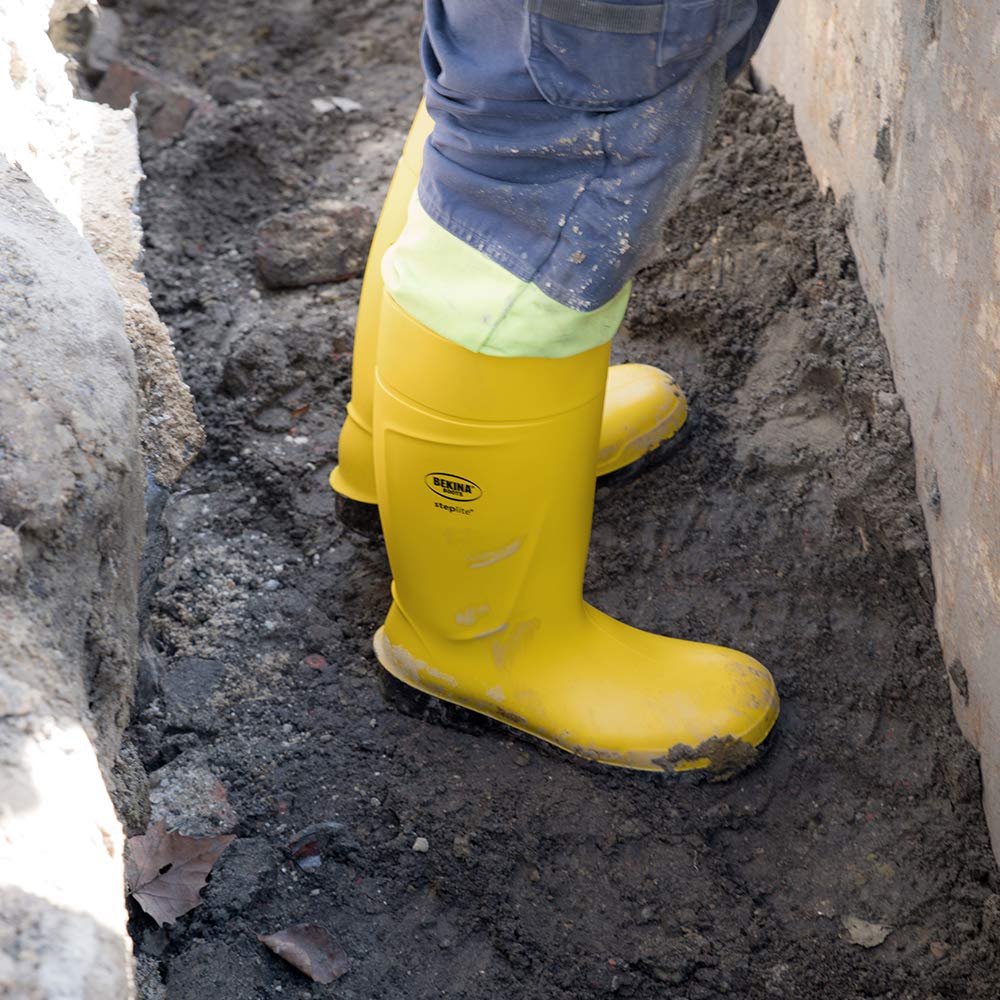 Botas de Seguridad, Hombres, con Puntera y Suela de Acero de Seguridad, Poliuretano, Muy Ligeras, Incl. Plantilla para pies Calientes y Secos, Amarillo, EU 43