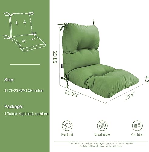 Miniatura 3 de BOSSIMA Juego de 4 cojines de repuesto para silla de respaldo alto para interiores y exteriores, color gris claro