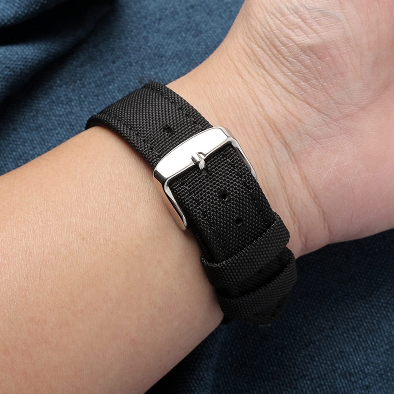 Bracelet de montre étanche en nylon et cuir véritable, 18-24 mm, résistant à la transpiration, remplacement