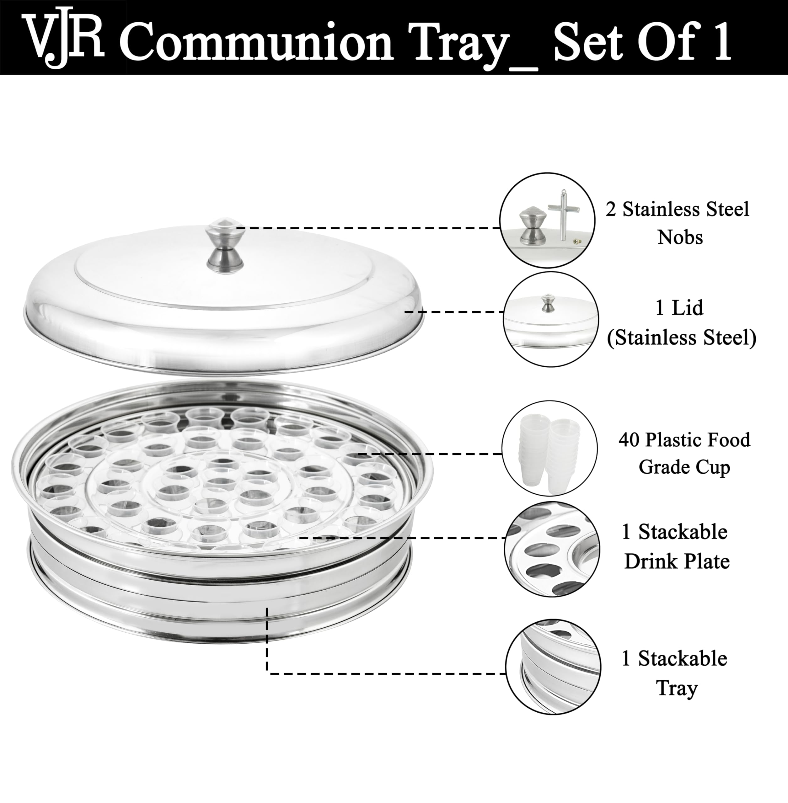 VJR Christian Communion Tray With Lid - Image 3