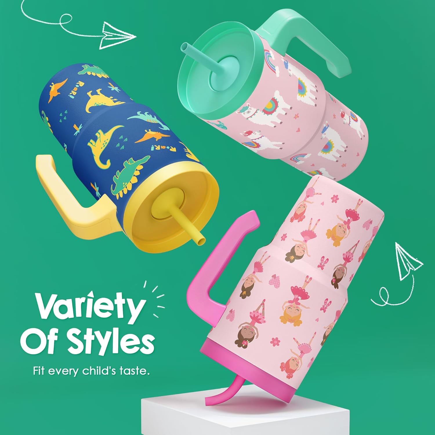 Dinosaur Tumbler 20oz with Handle and Silicone Straw Lid for Kid, Insulated Stainless Steel Cup, Gift for Kids Boys, Gifts Idea for Birthday Christmas Back to School - Image 5