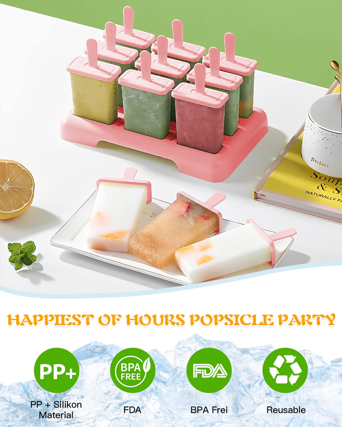 6er-Set Eisformen In Grün - Perfekt Für Selbstgemachte Eis Am Stiel