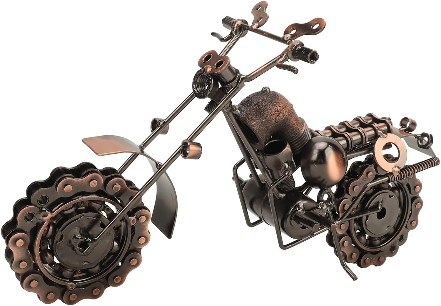 ciciglow Vintage Motorcycle Model, Retro Antique Vehicle Iron Metal Home Decor Ornaments, Office Desktop Wall Decoration, Handmade Handicraft Collections Gifts (Bronze Large Size)