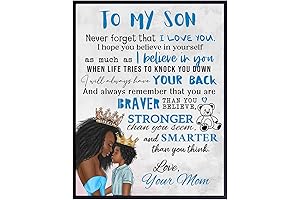 African American Art for Black Boy's Room - Blue Boy Child Gift from Mom