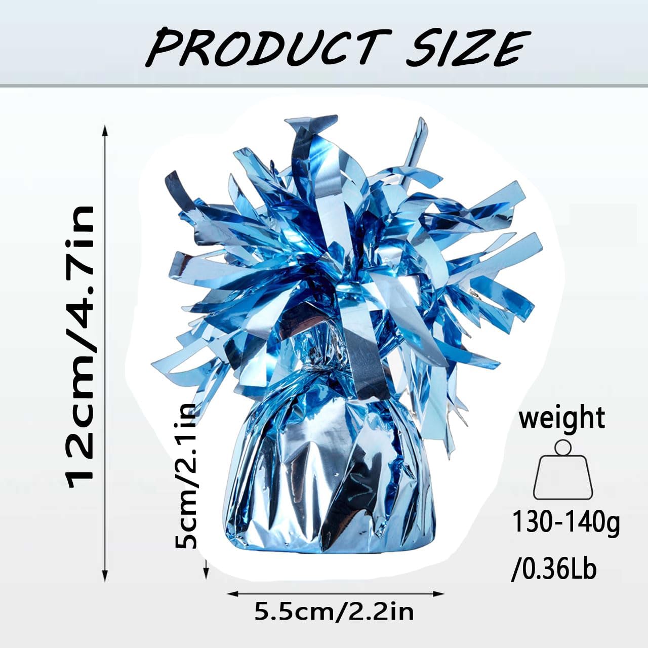 Aluminum Foil Balloon Weights for Parties (12 pcs) - 0.31lb (140g) Each - Premium Balloon Anchors for Birthday, Wedding, Dinner, Indoor & Outdoor Decorations（Light Blue 12pcs） image 5