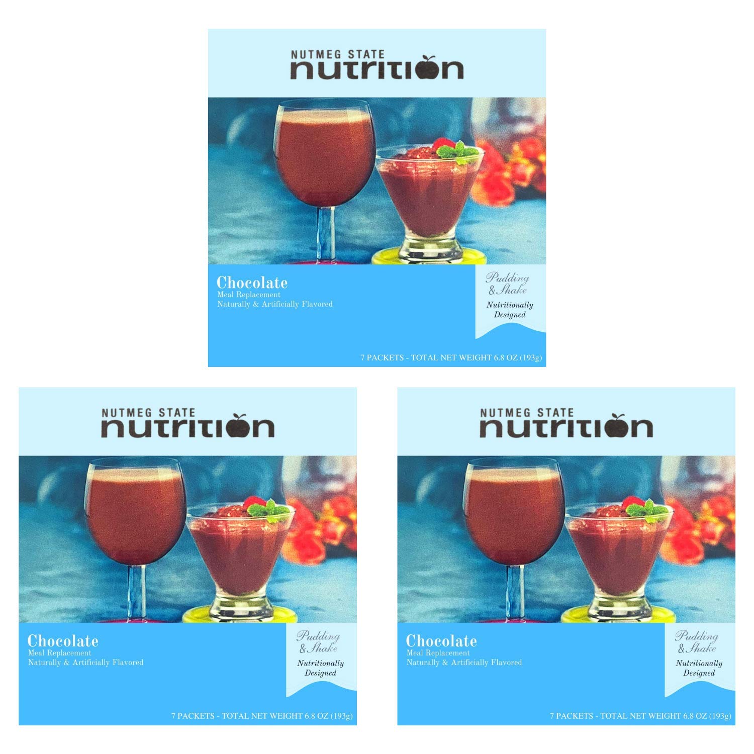 3 Box Value Pack (21 Servings) Nutmeg State Nutrition High Protein Meal Replacement Weight Loss Shake/Low-Carb Diet Shakes & Pudding Mix (15g Protein) - Chocolate - Low Carb, Low Fat, Kosher