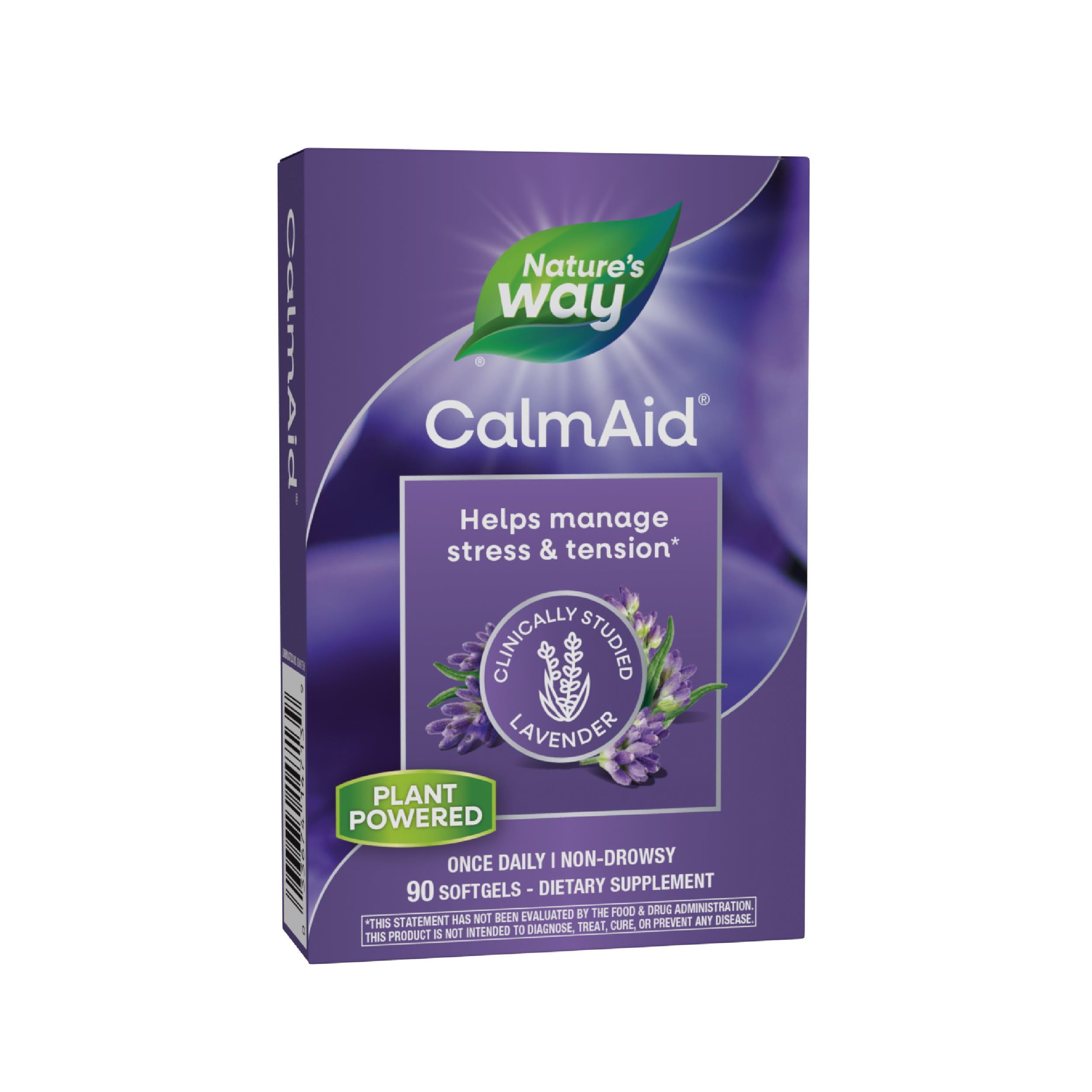 Nature's Way CalmAid, Helps Manage Stress and Tension*, Clinically Studied Lavender, Non-Drowsy, 90 Softgels