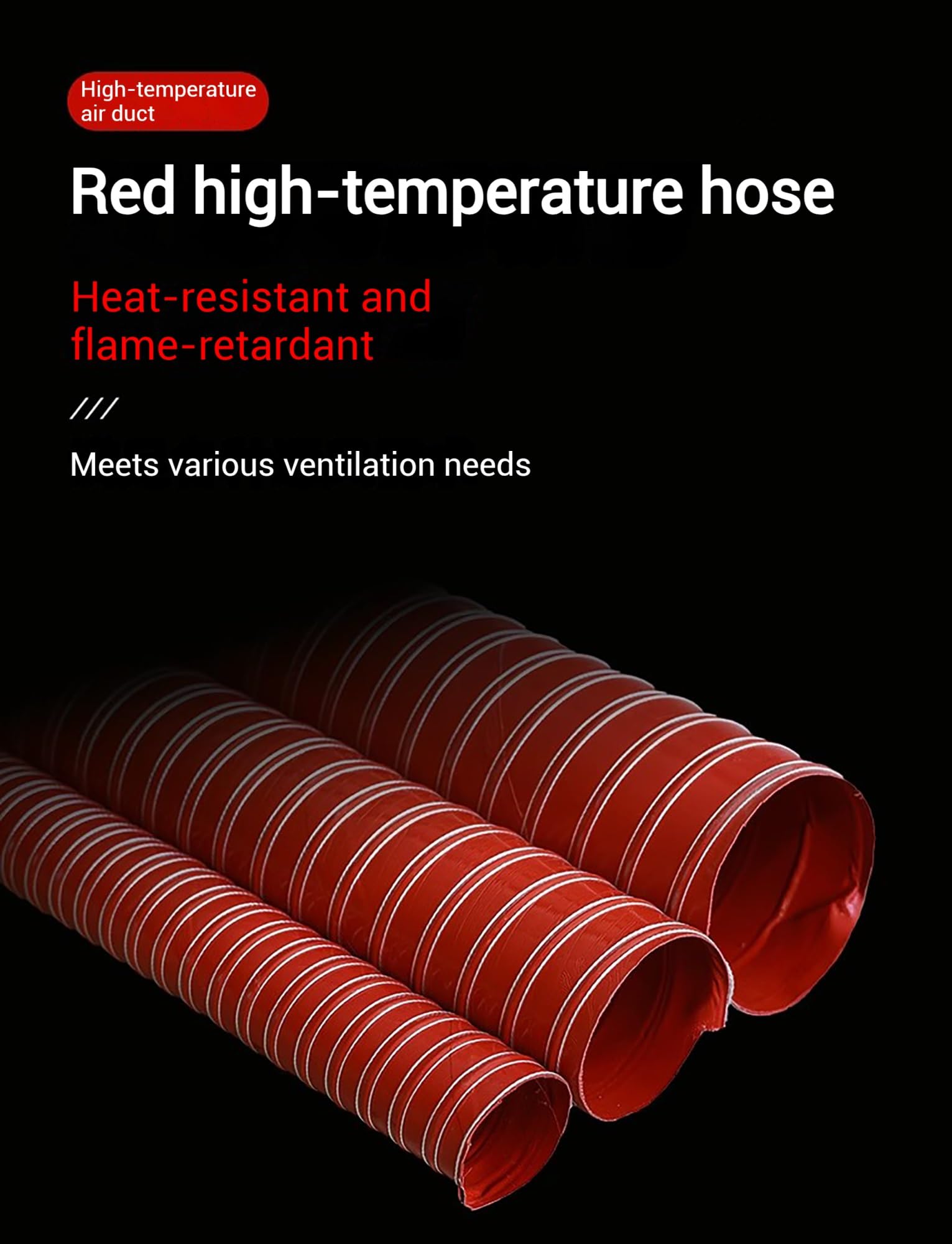 Manguera flexible roja para conductos, manguera de silicona para conductos de ventilación de ventiladores de extracción, conducto de ventilación industrial para humos, manguera para conductos de aire