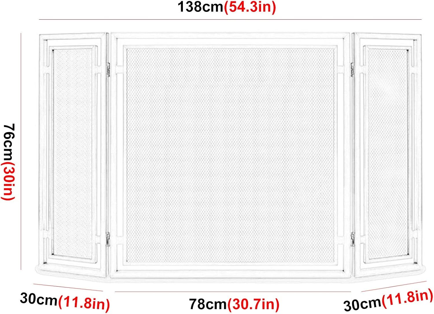 Fireplace Screen Guard, 3 Panel Wrought Iron Fireplace Screen, Iron Mesh Fireplace Screen with Hinged, Decor Spark Guard Fence for Hearth Stove,Black