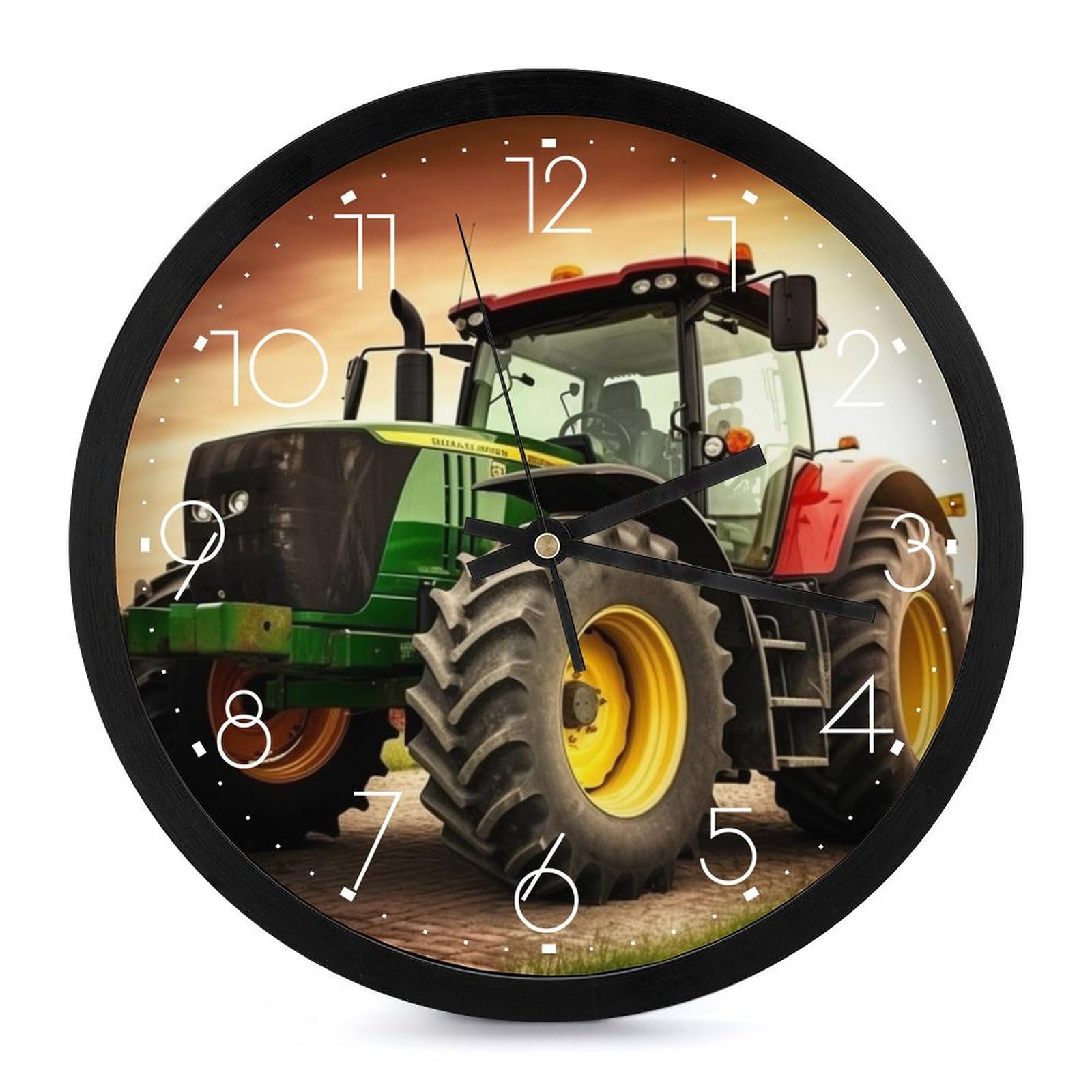 NTVOWPZO 10 Inch Wall Clock Tractor Theme Battery Operated Wall Clocks Silent Non-Ticking Round Wall Clock for Living Room Kitchen Home Office Wall Decorative Clock