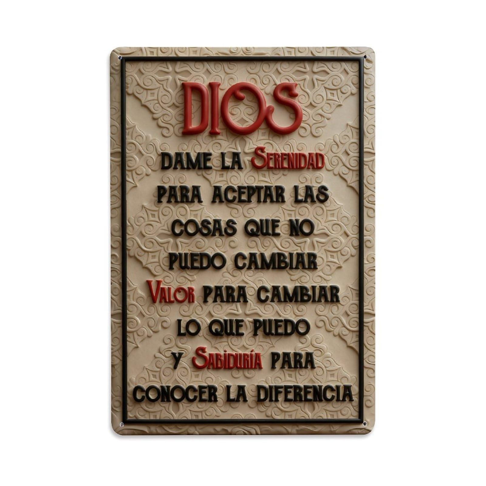 Spanish Religious Prayer Theme Vintage Metal Tin Sign Retro Wall Decor Poster, Ideal for Home Office Living Room Bar Man Cave, 8x12 Inch
