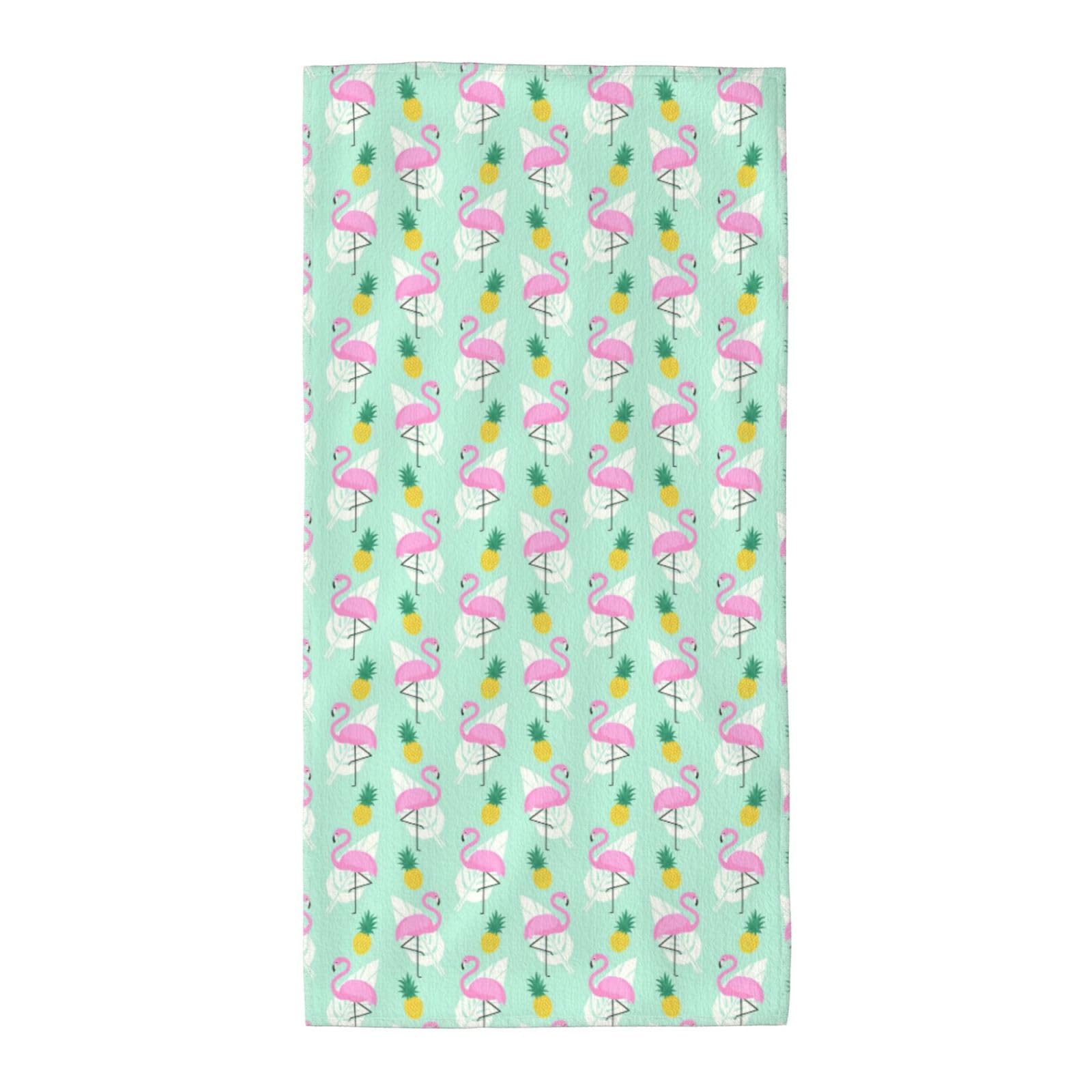 SDEGTHO Pink Flamingo Pineapples Soft Absorbent Long Towel For Gym Sports Picnic Leisure Use