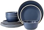 Melamine Dinnerware Sets, Plates and Bowls Sets 12 Pcs, Melamine Plates, Dish Set for 4, Unbreakable Dinnerware Set for Party, BPA Free, Suitable Indoors and Outdoors (Mint Green)