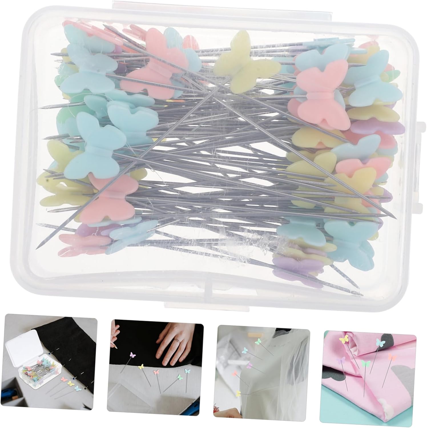 DOITOOL 100pcs Butterfly Head Straight Pins for Sewing Crafts Durable Positioning Pins for Quilting DIY Projects and Wedding Decorations Mixed Colors