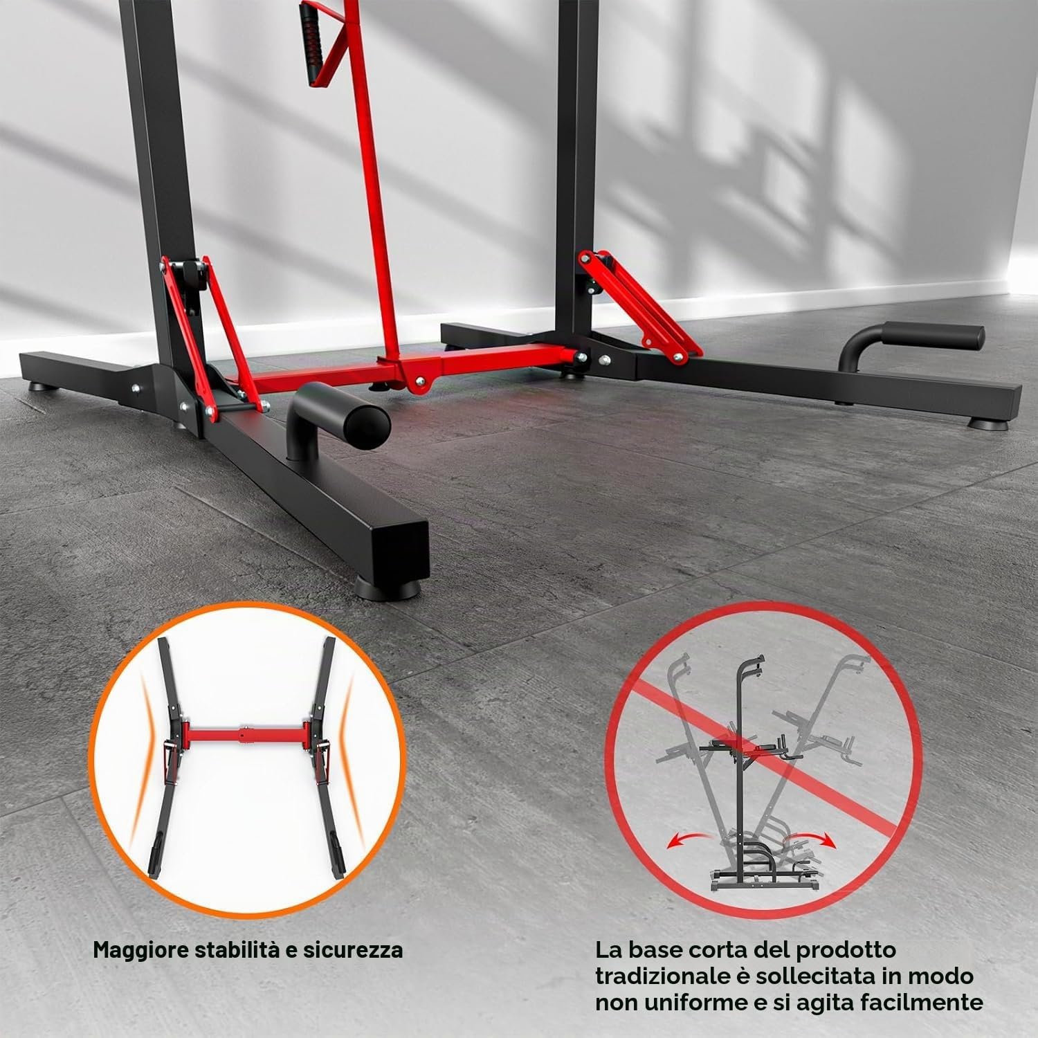 ONETWOFIT Power Tower pieghevole Dip Station Barra per trazioni, Regolabile in altezza Multifunzione stazione di potenza per la Palestra di casa Allenamento Ginnastica espandibile (BLACK-3)
