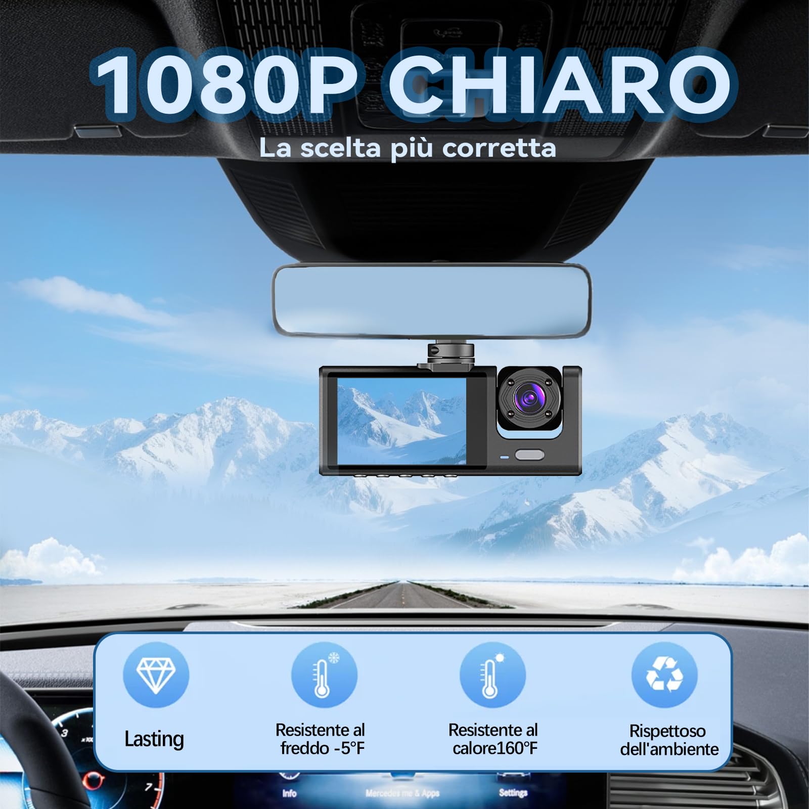 3 Channel 1080P Dash Cam with APP Control, 5GHz WiFi, Card Included 32GB SD, 170° Wide Angle, Loop Recording, G-Sensor, 24H Parking Mode — view 6