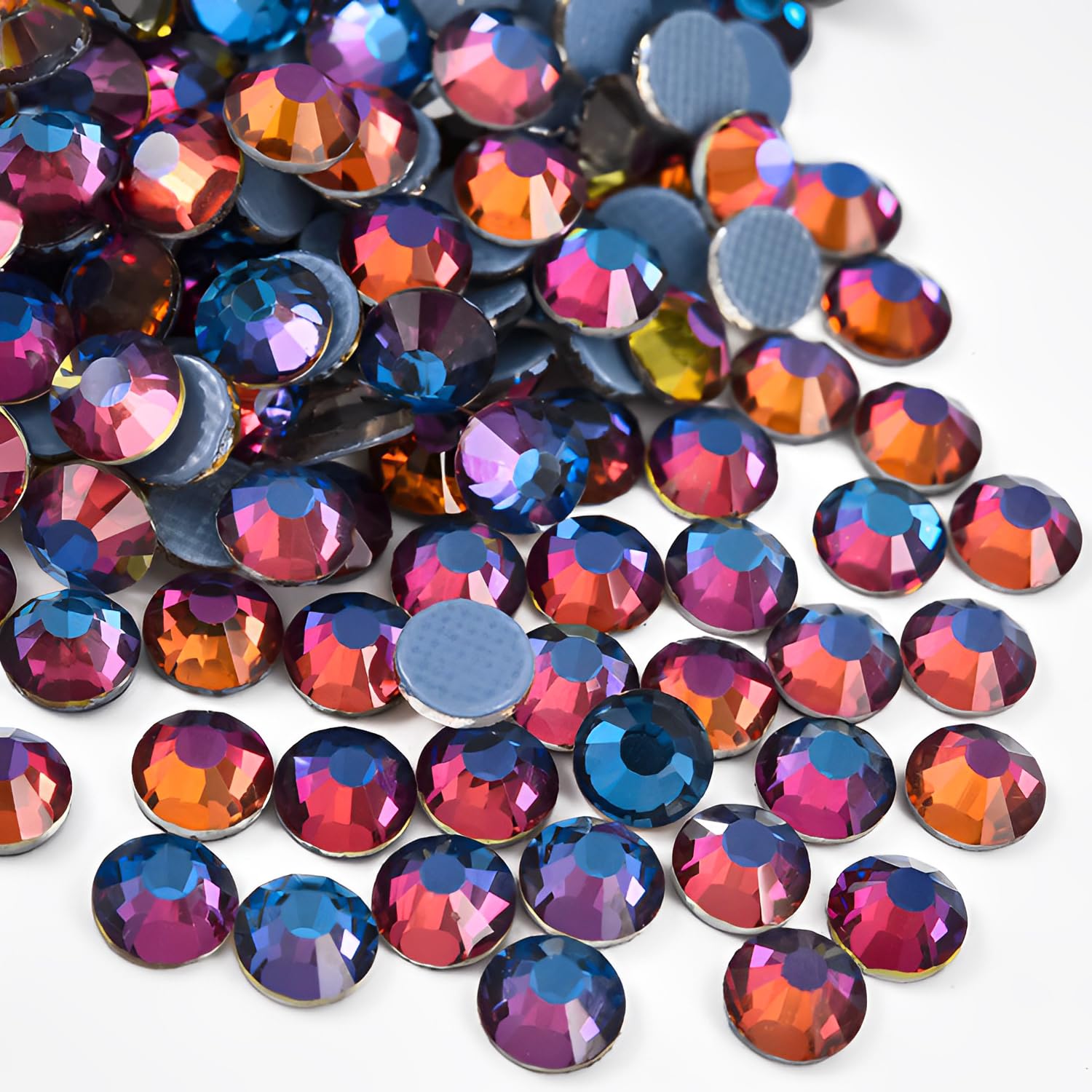 Jollin 576 Stück Hotfix Kristall Flache Rückseite Strasssteine Glas Diamanten Edelsteine für Basteln Kunsthandwerk Dekorationen Kleidung Schuhe 6,4 mm SS30 Blauer Glanz