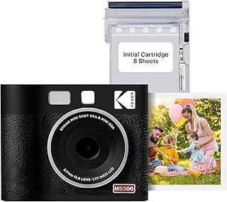 Kodak Cam Mini Shot 3 Era – Instant Camera & Portable Photo Printer, Black 3×3 (Camera + One-Touch Photo Paper)