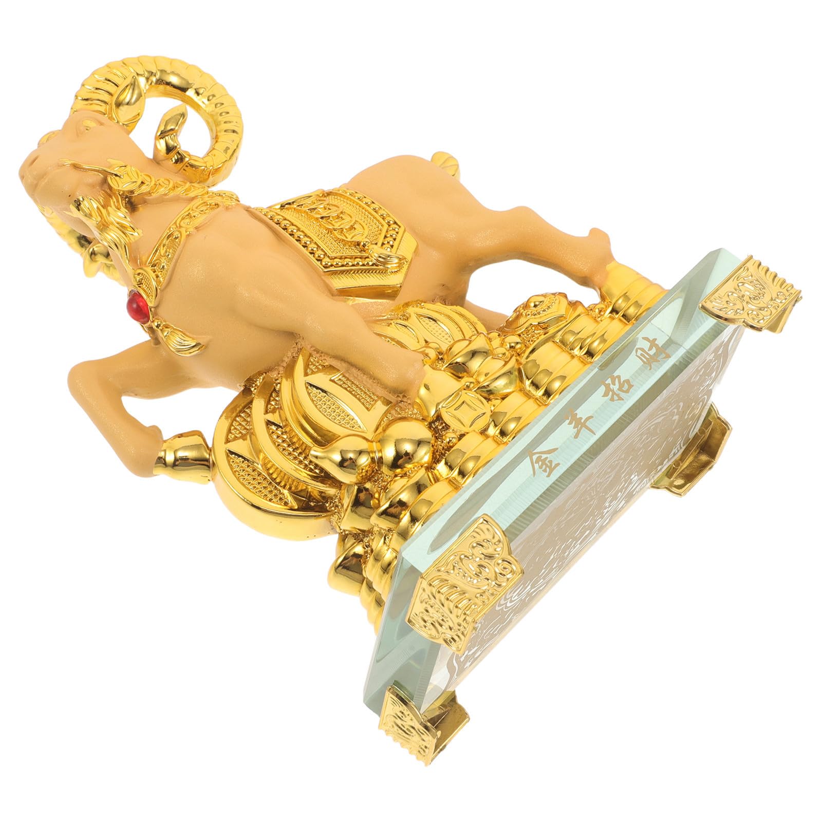 Statuina Capra Feng Shui Dorata in Resina con Monete Fortuna