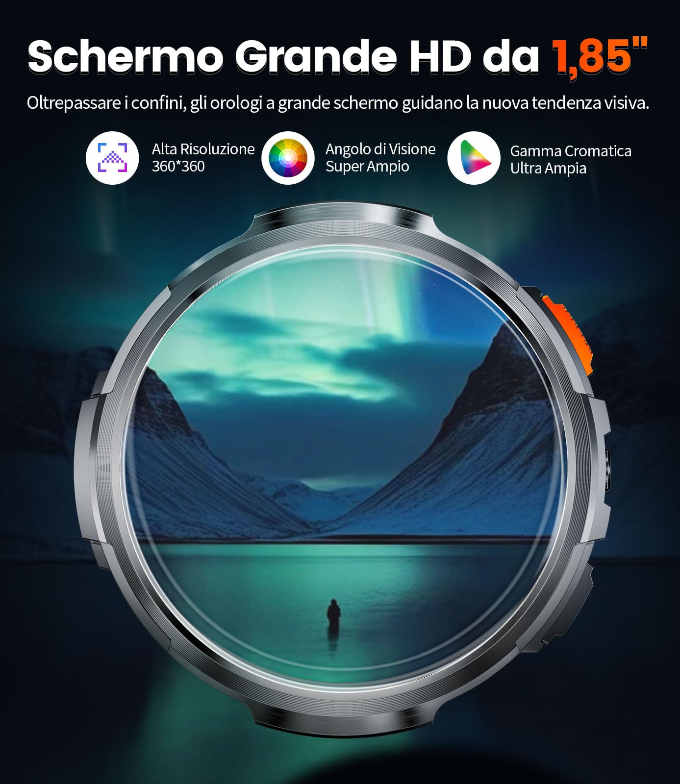 Smartwatch Uomo con 1,85'' Grande Schermo/730 mAh Batteria,Orologio Sportivo con Torcia,120+ Modalità Sportive,IP68 Impermeabile Smartwatch con 24/7 Monitor Frequenza Cardiaca/Sonno per Android iOS