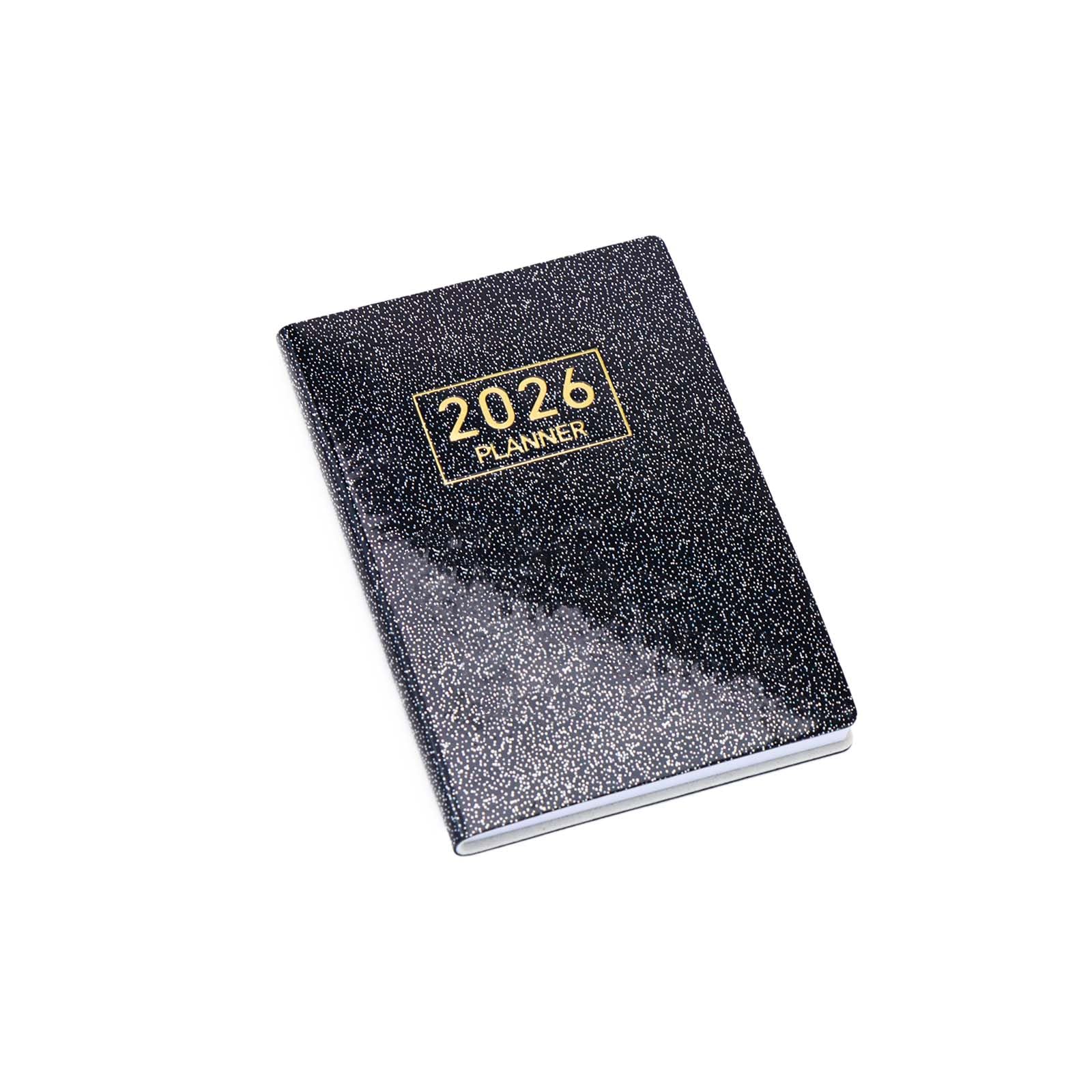 Mogoostry 2026 Pocket Planner Mini Weekly Planners 3" x 4" Starlight Black Leather 2026 Pocket Notepad Daily Schedule Calendar Planner