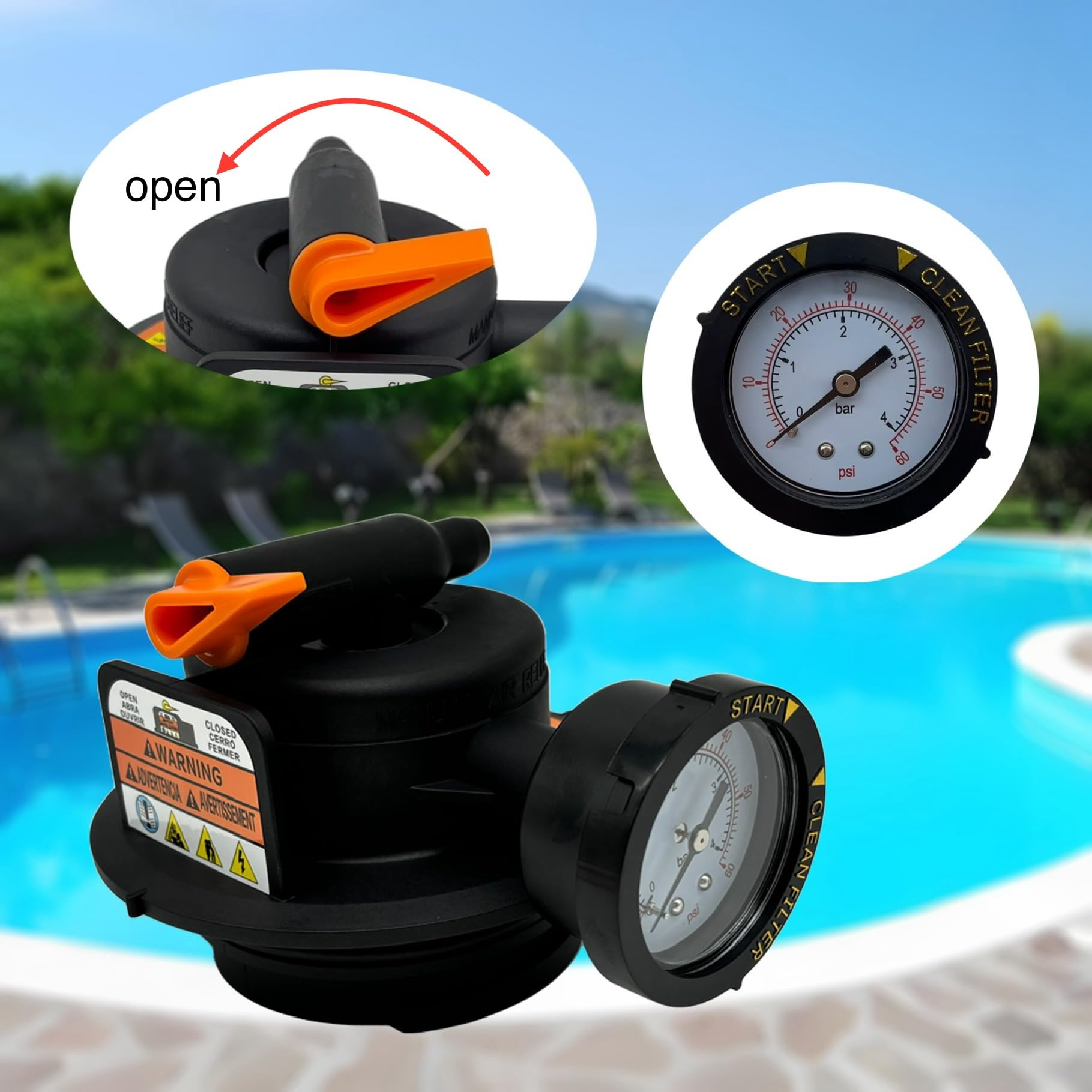 Manuelles Entlüftungsventil Für Poolfilter – Ersatz Für DEX2420MAR2, Inkl. Manometer