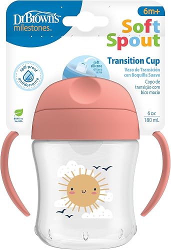 Dr Brown's Natural Flow Natural Flow 180 ml w/Handles - Pink Deco (6m+), 1-Pack