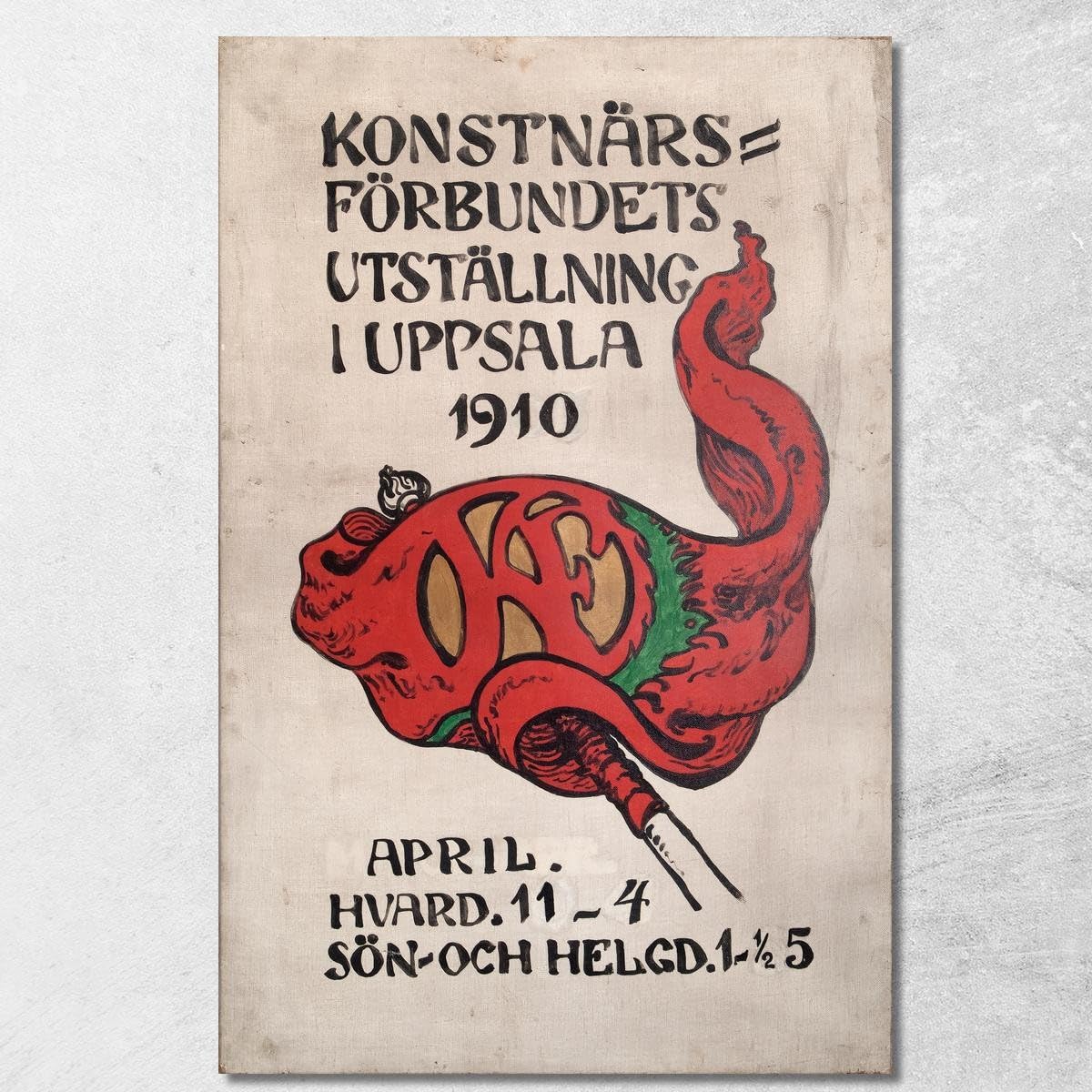 Cartel para la exposición de la Artists' Society A Uppsala Nils Kreuger, nkr41 Cuadro impreso sobre lienzo Fine Art, enmarcado listo para colgar, montado a mano, 200 x 120 cm