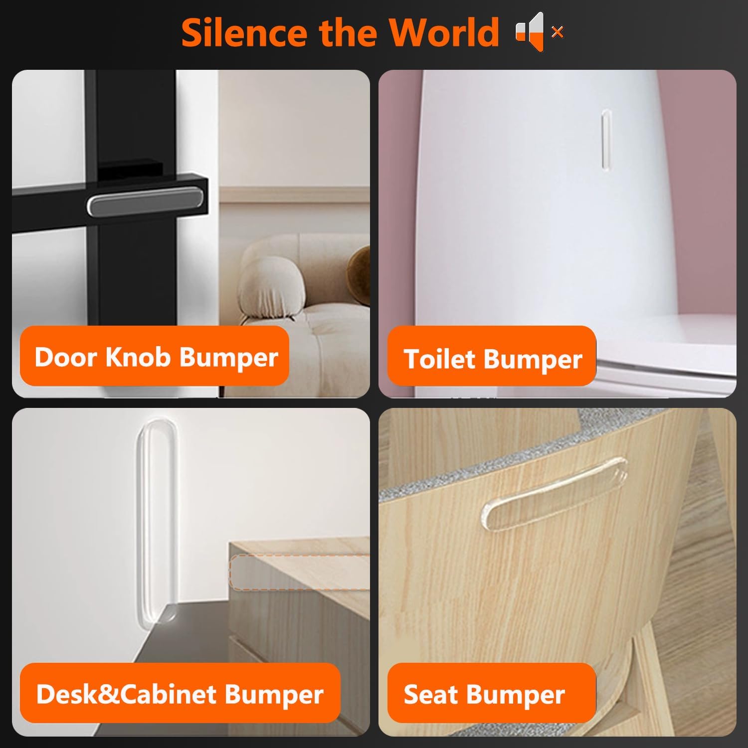 CONSSS 28PCS Wall Bumpers, Clear Cabinet Door Bumper Ultra-Strong Clear Silicone Strips, Rubber Bumpers Self Adhesive Anti-Collision Pads Wall Protector for Furniture, Cabinets, Doors, Toilets