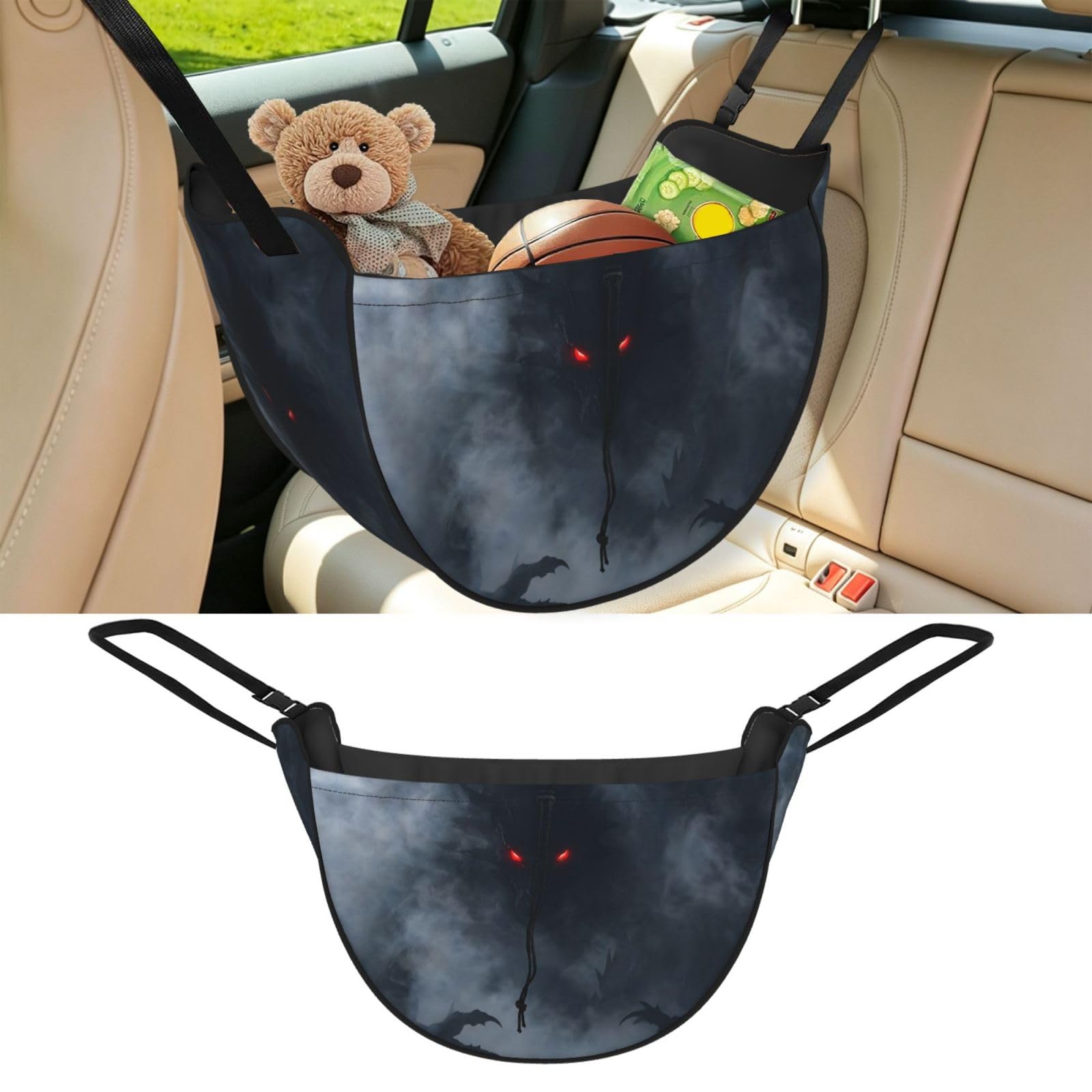 Cntdbu Black Shadow Dragon Glow Car Seat Organizer-Backseat Storage Bag For Travel
