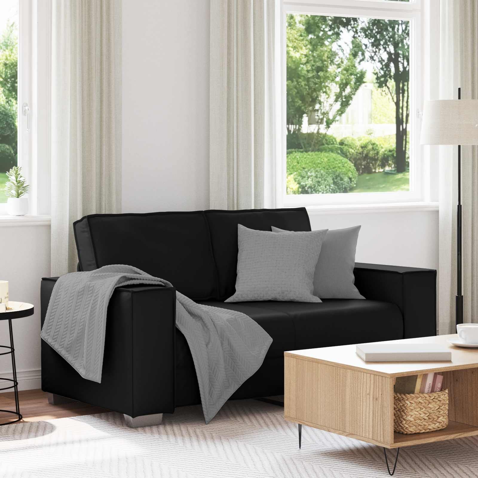 vidaXL Divano a due posti Nero 160 cm Pelle Sintetica