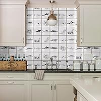 Vista 26 de Alwayspon Adhesivo de vinilo autoadhesivo para despegar y pegar, transferencias de azulejos de pared autoadhesivos pegatina decorativa