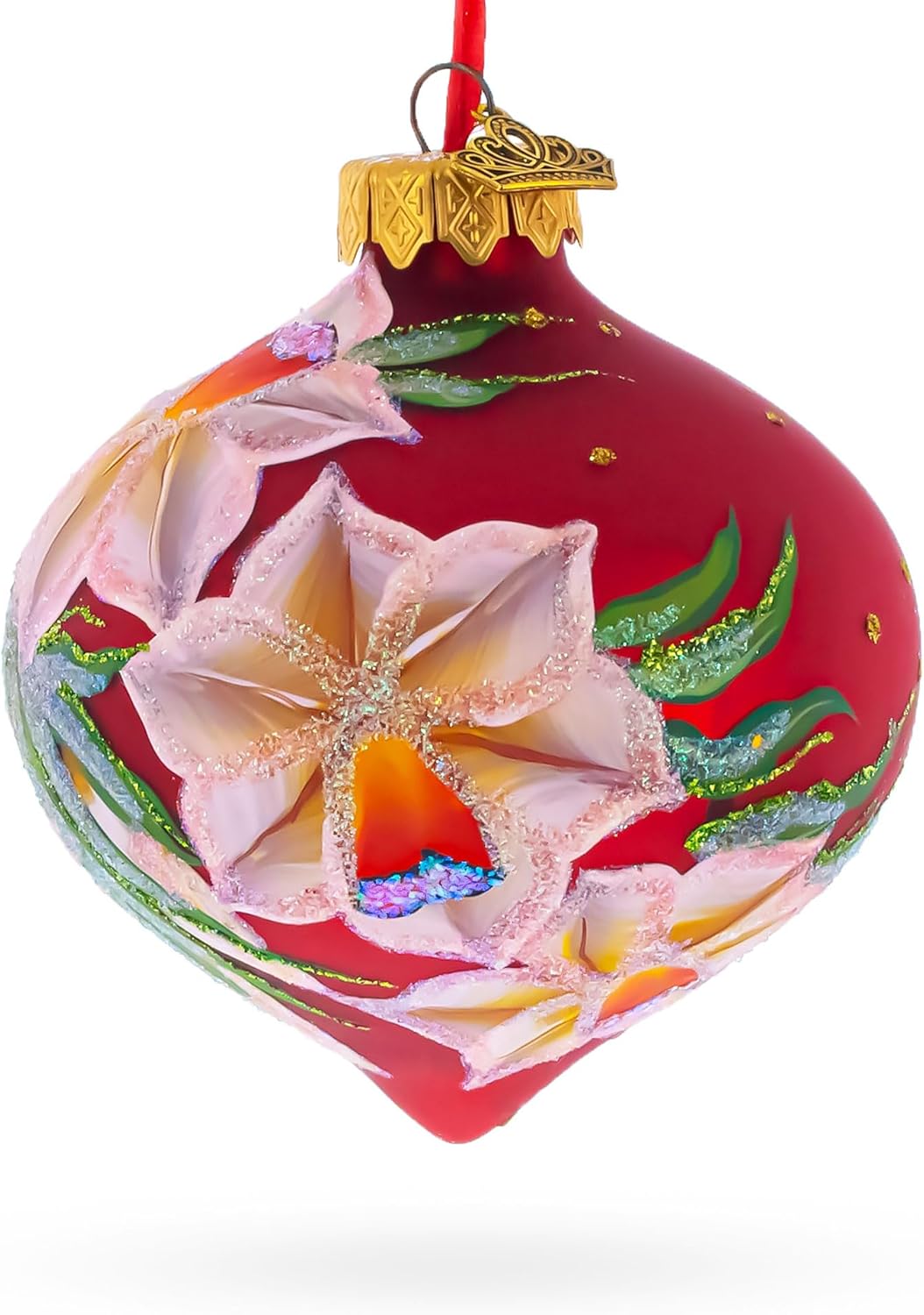 Narcissus Flowers Onion-Shape Finial Glass Christmas Ornament - Image 2