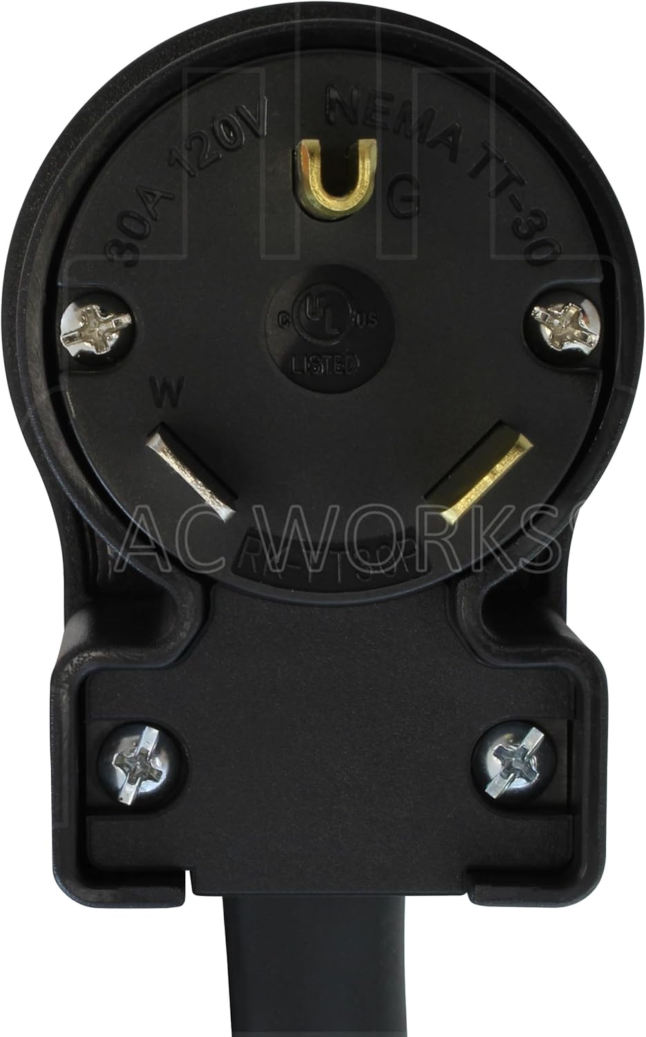 AC WORKS [TT30PDU] NEMA TT-30 RV 30A Plug to PDU Outlet Box (GFCI & Breaker) (10FT)