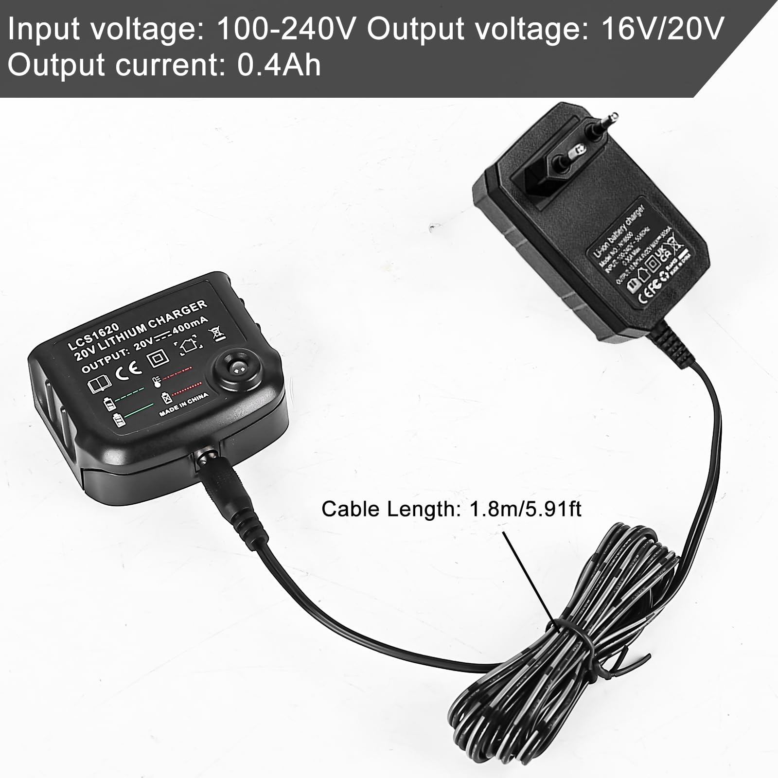 Chargeur Lithium 18V/20V : Chargeur Compatible pour Black & Decker Batterie Lithium ION BL2018 BL2018-XJ BL1518 LBXR20-OPE LBXR20 LB20 LBX20 LBX4020 LBXR20-OPE BL1514 LBXR16 LB2X4020