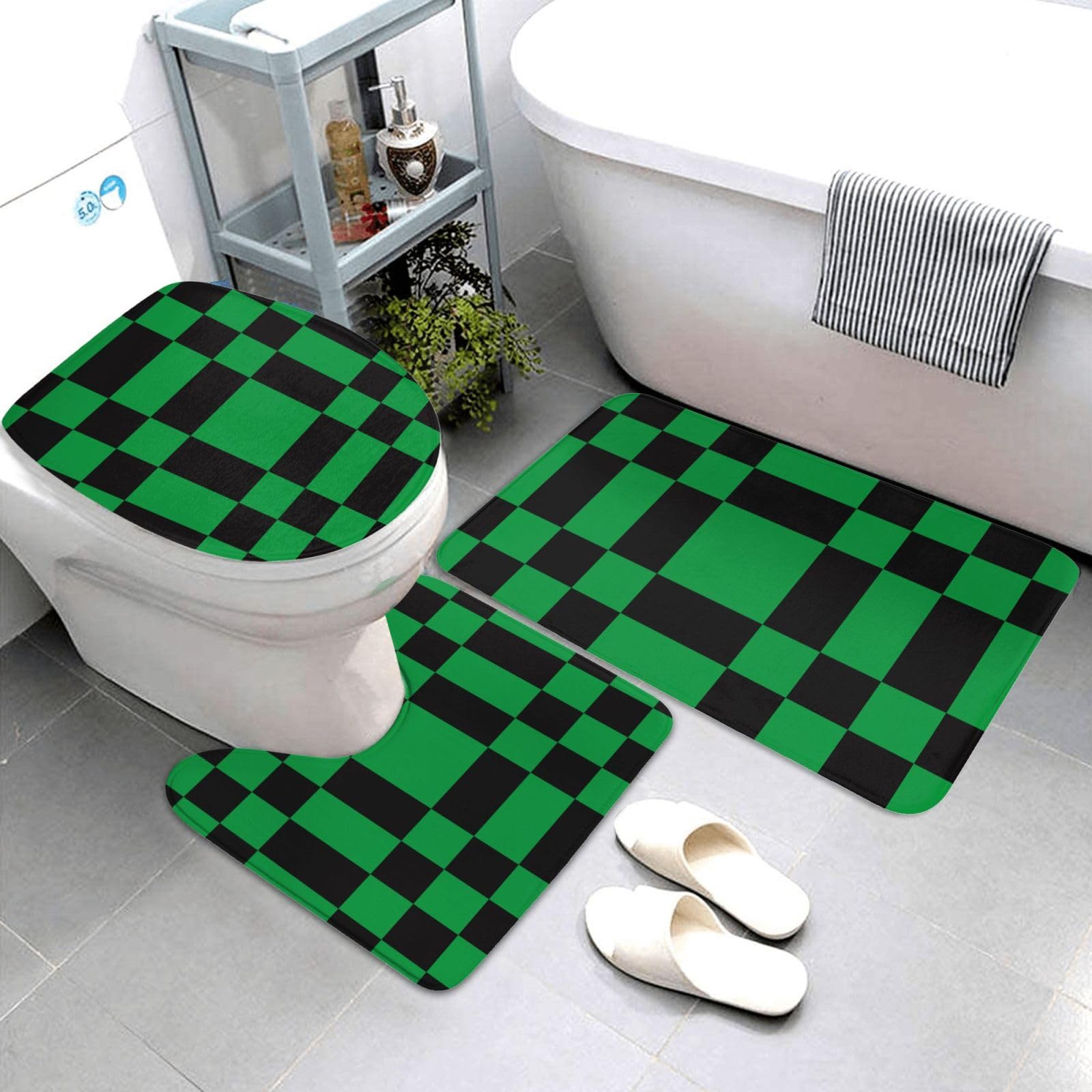 Tapis de salle de bain en forme de U contour toilette lavable lot complet