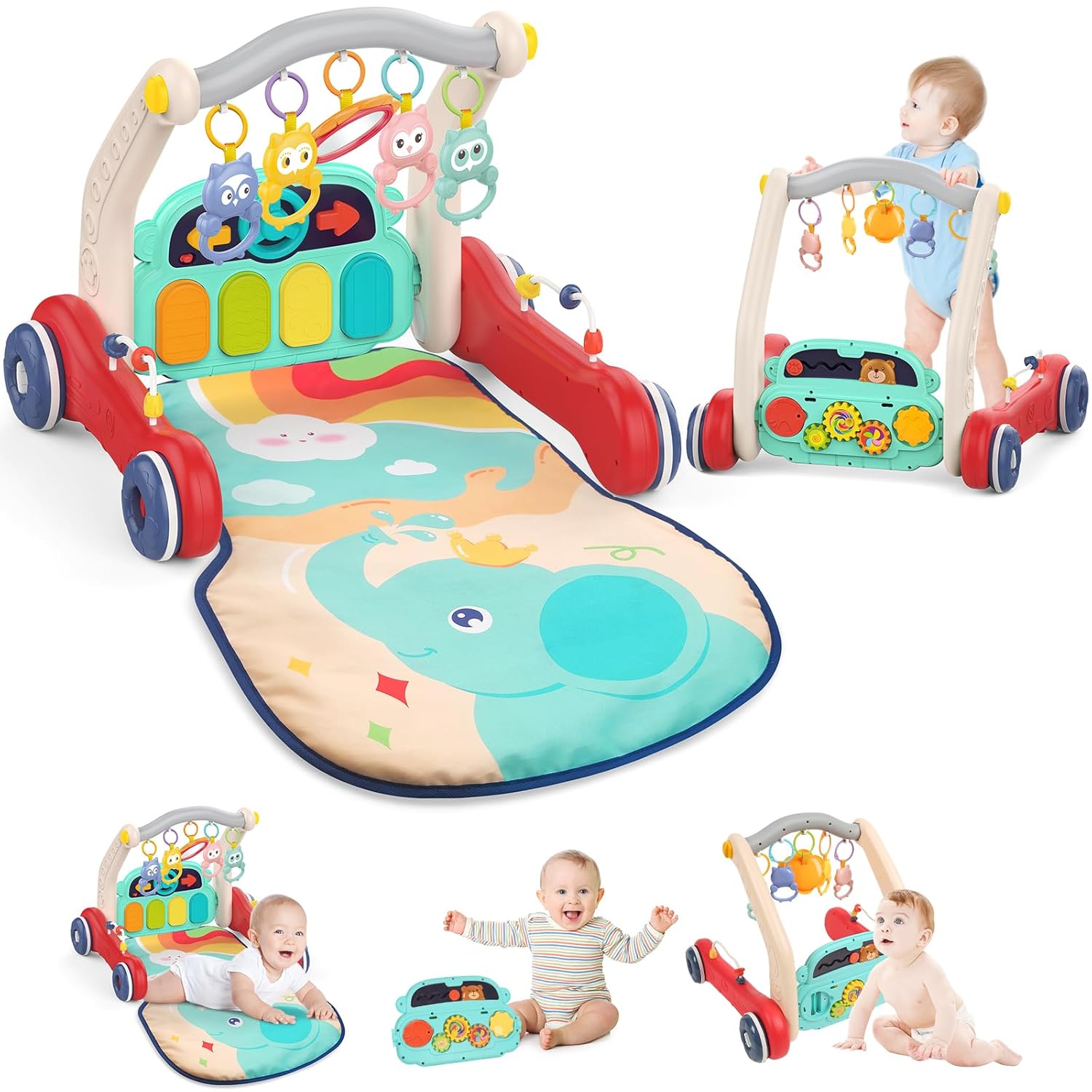 2 in 1 Baby Walker & Gym Play Mat,SittoStand Learning Walker, Baby Activity Mat